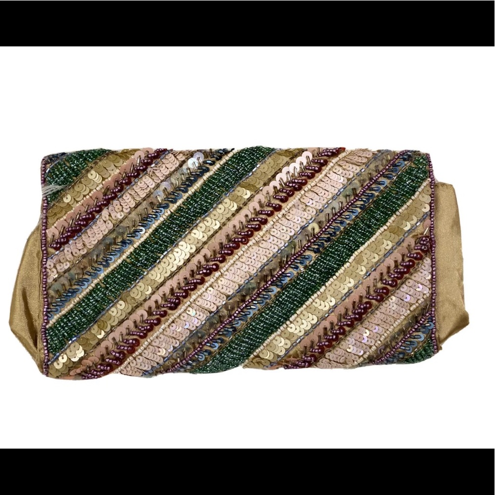 Multicolored Beaded & Sequence Rowed Clutch - image 1